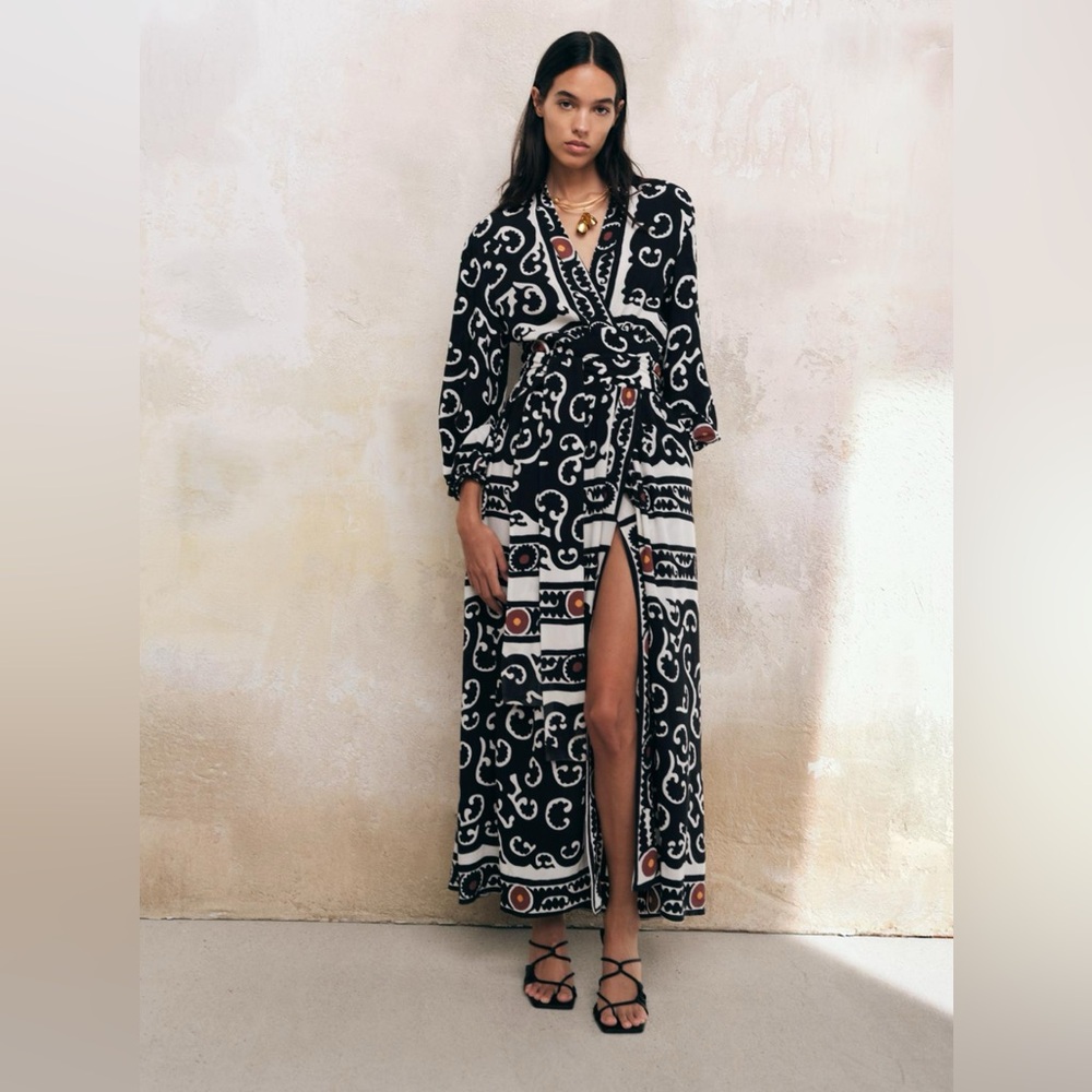 Zara Printed Wrap Dress SMALL NWT